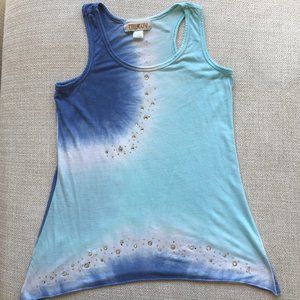 Truluv Rhinestone Embellished Tie Dye Racerback Tank Top